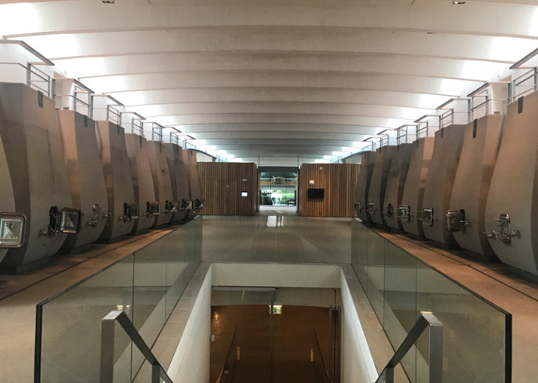 Cement fermentation tanks at Chateau Cheval Blanc